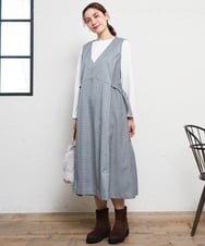 OLELD09139 eur3(エウルキューブ) 【大きいサイズ】チェックジャンパースカート ブラック