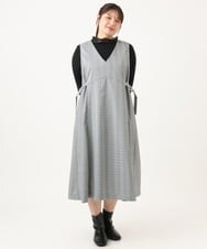 OLELD09139 eur3(エウルキューブ) 【大きいサイズ】チェックジャンパースカート ブラック