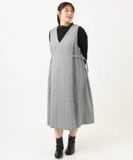 OLELD09139 eur3(エウルキューブ) 【大きいサイズ】チェックジャンパースカート ブラック