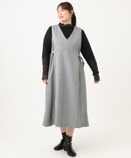 OLELD09139 eur3(エウルキューブ) 【大きいサイズ】チェックジャンパースカート ブラック