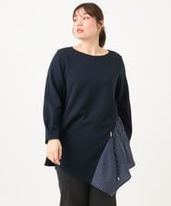 OLELD10099 eur3(エウルキューブ) 【WEB先行販売】【大きいサイズ/UVカット】イレヘムデザインチュニック ネイビー