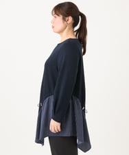 OLELD10099 eur3(エウルキューブ) 【WEB先行販売】【大きいサイズ/UVカット】イレヘムデザインチュニック ネイビー