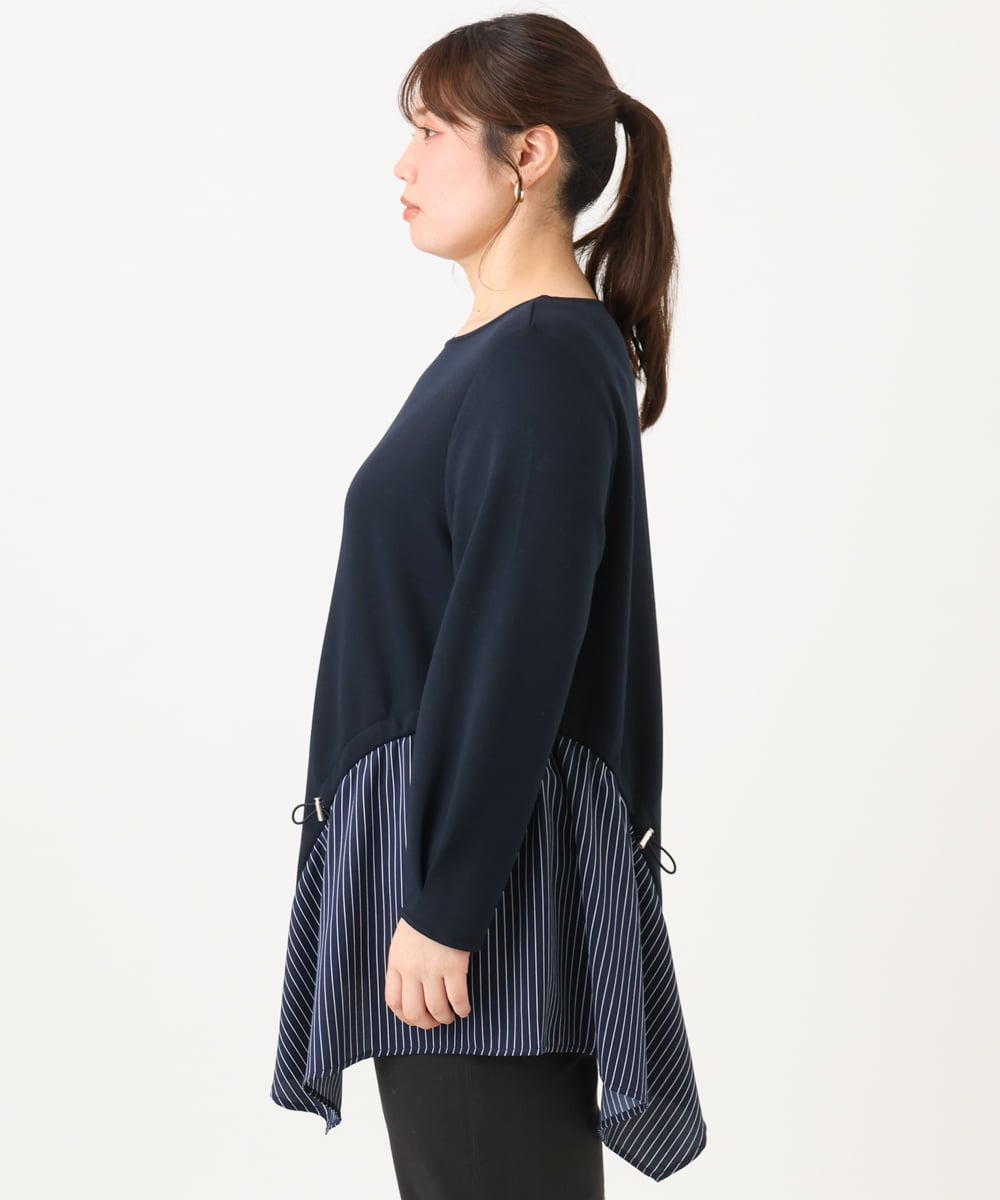 OLELD10099 eur3(エウルキューブ) 【WEB先行販売】【大きいサイズ/UVカット】イレヘムデザインチュニック ネイビー