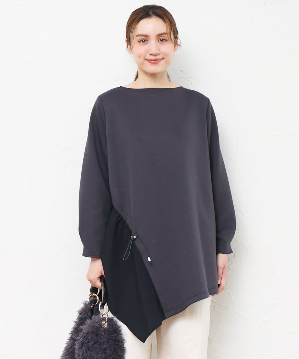 OLELD10099 eur3(エウルキューブ) 【WEB先行販売】【大きいサイズ/UVカット】イレヘムデザインチュニック ダークグレー