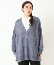 OLELP20090 eur3(エウルキューブ) 【大きいサイズ】深Vネックニットチュニック ブルー(55)