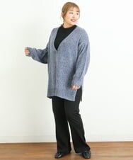 OLELP20090 eur3(エウルキューブ) 【大きいサイズ】深Vネックニットチュニック ブルー(55)