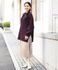 OLELP20090 eur3(エウルキューブ) 【大きいサイズ】深Vネックニットチュニック ワイン(77)