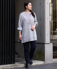 OLELP20090 eur3(エウルキューブ) 【大きいサイズ】深Vネックニットチュニック ライトグレー(91)