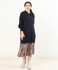 OLELP21080 eur3(エウルキューブ) 【大きいサイズ/11号サイズあり】ジッププルオーバーニットチュニック ネイビー(57)