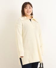 OLELP21080 eur3(エウルキューブ) 【大きいサイズ/11号サイズあり】ジッププルオーバーニットチュニック アイボリー(80)