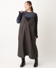 OLELS07129 eur3(エウルキューブ) 【大きいサイズ/11号サイズあり】Vネックジャンパースカート ダークブラウン(87)