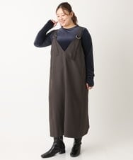 OLELS07129 eur3(エウルキューブ) 【大きいサイズ/11号サイズあり】Vネックジャンパースカート ダークブラウン(87)