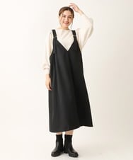 OLELS07129 eur3(エウルキューブ) 【大きいサイズ/11号サイズあり】Vネックジャンパースカート ブラック(94)