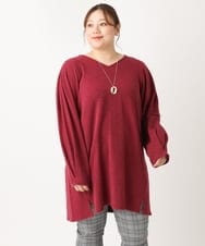 OLELS08079 eur3(エウルキューブ) 【大きいサイズ】Vネックジャージーチュニック レッド(05)