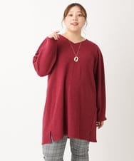 OLELS08079 eur3(エウルキューブ) 【大きいサイズ】Vネックジャージーチュニック レッド(05)