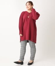 OLELS08079 eur3(エウルキューブ) 【大きいサイズ】Vネックジャージーチュニック レッド(05)