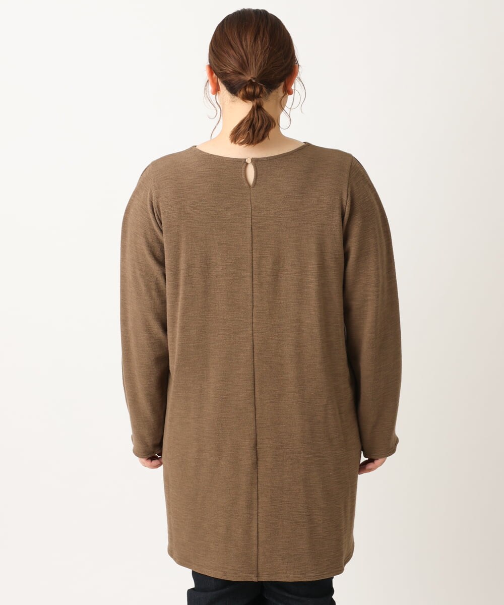 OLELS08079 eur3(エウルキューブ) 【大きいサイズ】Vネックジャージーチュニック モカ(84)