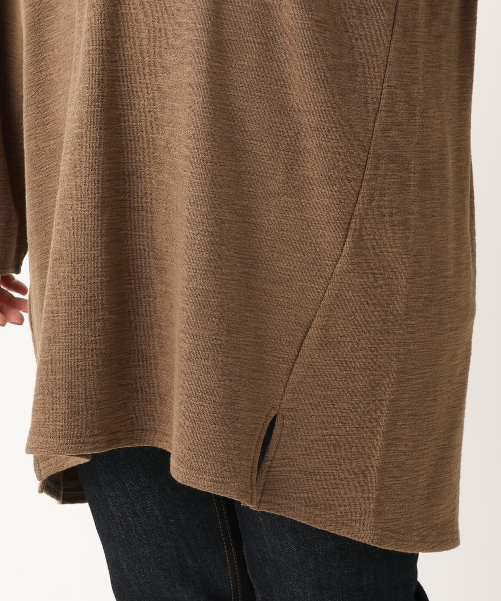 OLELS08079 eur3(エウルキューブ) 【大きいサイズ】Vネックジャージーチュニック モカ(84)