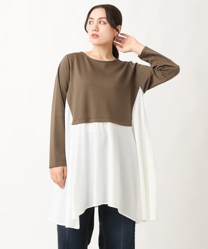 OLELS17099  【大きいサイズ】レイヤード風イレヘムチュニック