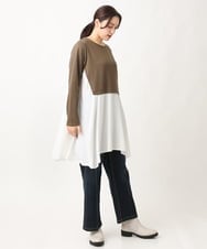 OLELS17099 eur3(エウルキューブ) 【大きいサイズ】レイヤード風イレヘムチュニック カーキ(36)