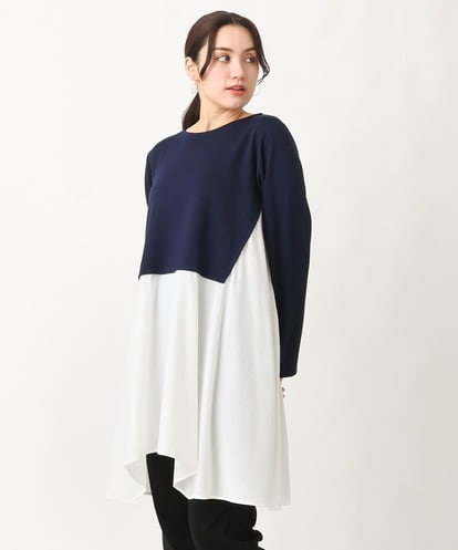 OLELS17099 eur3 【大きいサイズ】レイヤード風イレヘムチュニック