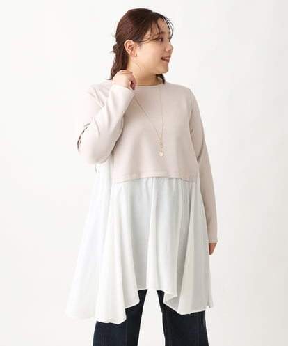 OLELS17099 eur3 【大きいサイズ】レイヤード風イレヘムチュニック