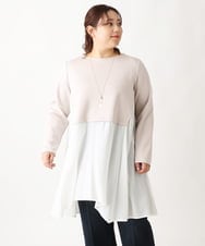OLELS17099 eur3(エウルキューブ) 【大きいサイズ】レイヤード風イレヘムチュニック ライトグレー(91)