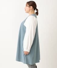 OLELS22079 eur3(エウルキューブ) 【大きいサイズ】レイヤード風ニットソーチュニック ブルー(55)