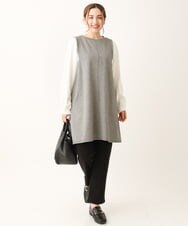 OLELS22079 eur3(エウルキューブ) 【大きいサイズ】レイヤード風ニットソーチュニック ベージュ(82)