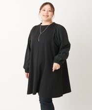 OLELS22079 eur3(エウルキューブ) 【大きいサイズ】レイヤード風ニットソーチュニック ブラック(94)