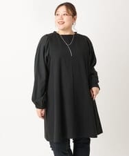 OLELS22079 eur3(エウルキューブ) 【大きいサイズ】レイヤード風ニットソーチュニック ブラック(94)