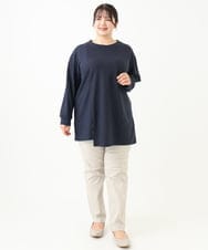 OLELV09089 eur3(エウルキューブ) 【大きいサイズ】ケーブルジャージーチュニック ネイビー(57)