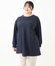 OLELV09089 eur3(エウルキューブ) 【大きいサイズ】ケーブルジャージーチュニック ネイビー(57)