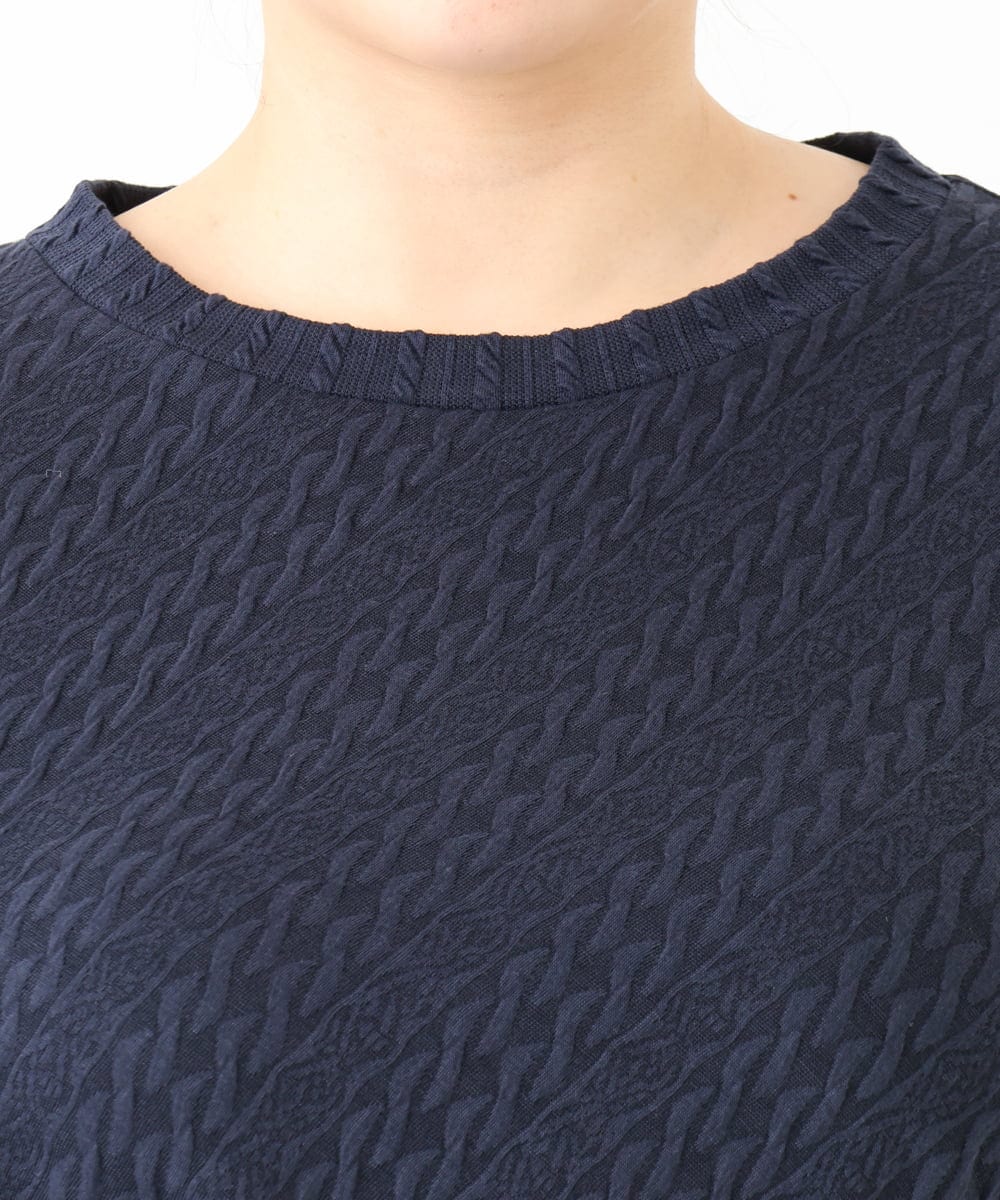 OLELV09089 eur3(エウルキューブ) 【大きいサイズ】ケーブルジャージーチュニック ネイビー(57)