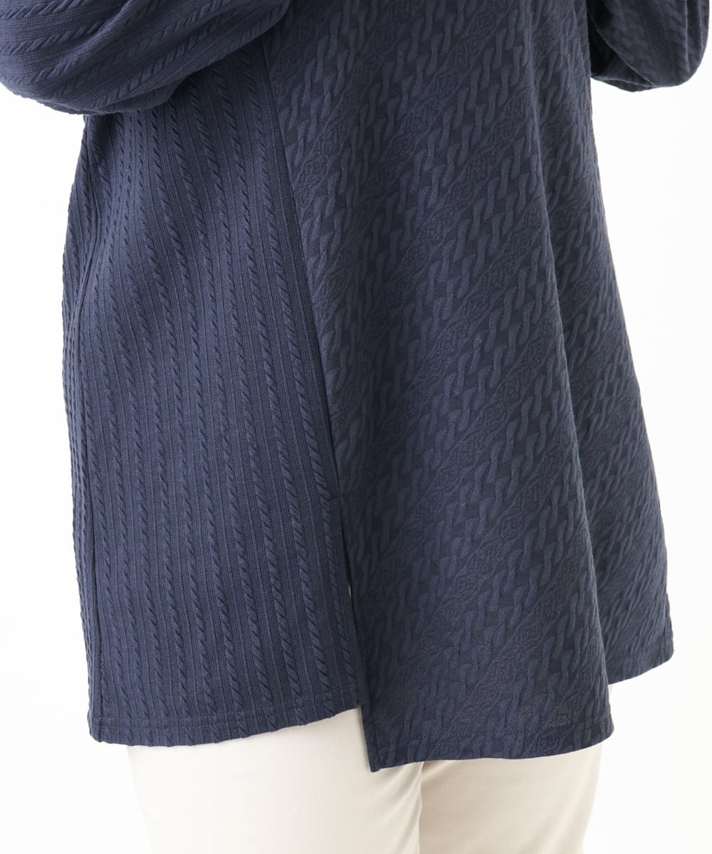 OLELV09089 eur3(エウルキューブ) 【大きいサイズ】ケーブルジャージーチュニック ネイビー(57)