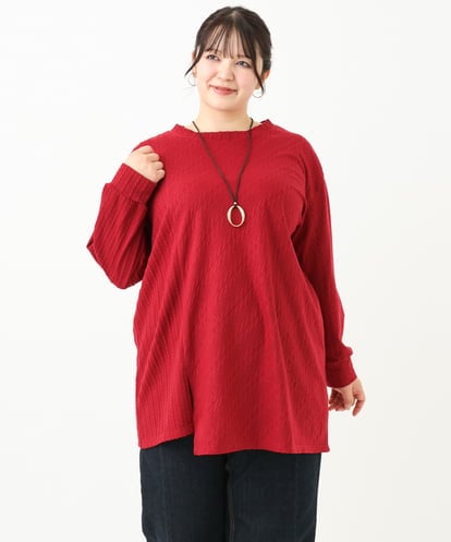 OLELV09089 eur3 【大きいサイズ】ケーブルジャージーチュニック