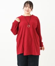OLELV09089 eur3(エウルキューブ) 【大きいサイズ】ケーブルジャージーチュニック ワイン(77)