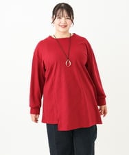 OLELV09089 eur3(エウルキューブ) 【大きいサイズ】ケーブルジャージーチュニック ワイン(77)
