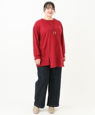 OLELV09089 eur3(エウルキューブ) 【大きいサイズ】ケーブルジャージーチュニック ワイン(77)