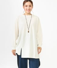 OLELV09089 eur3(エウルキューブ) 【大きいサイズ】ケーブルジャージーチュニック アイボリー(80)