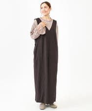 OLELV22139 eur3(エウルキューブ) 【雑誌掲載】【大きいサイズ】Vネックサロペット ダークブラウン(87)