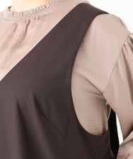 OLELV22139 eur3(エウルキューブ) 【雑誌掲載】【大きいサイズ】Vネックサロペット ダークブラウン(87)
