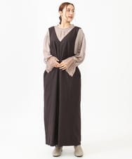 OLELV22139 eur3(エウルキューブ) 【雑誌掲載】【大きいサイズ】Vネックサロペット ダークブラウン(87)