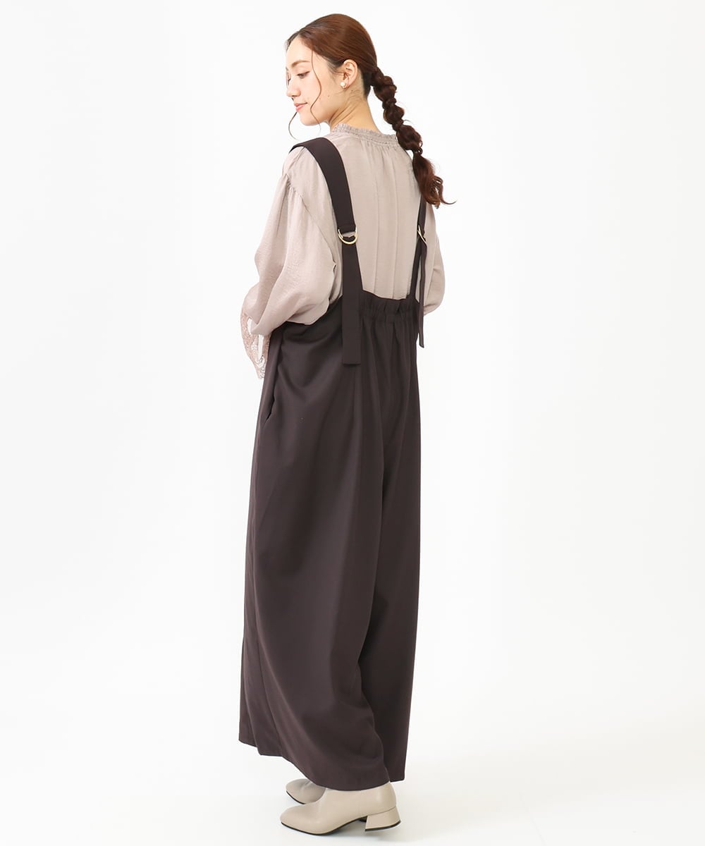 OLELV22139 eur3(エウルキューブ) 【雑誌掲載】【大きいサイズ】Vネックサロペット ダークブラウン(87)