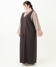 OLELV22139 eur3(エウルキューブ) 【雑誌掲載】【大きいサイズ】Vネックサロペット ダークブラウン(87)