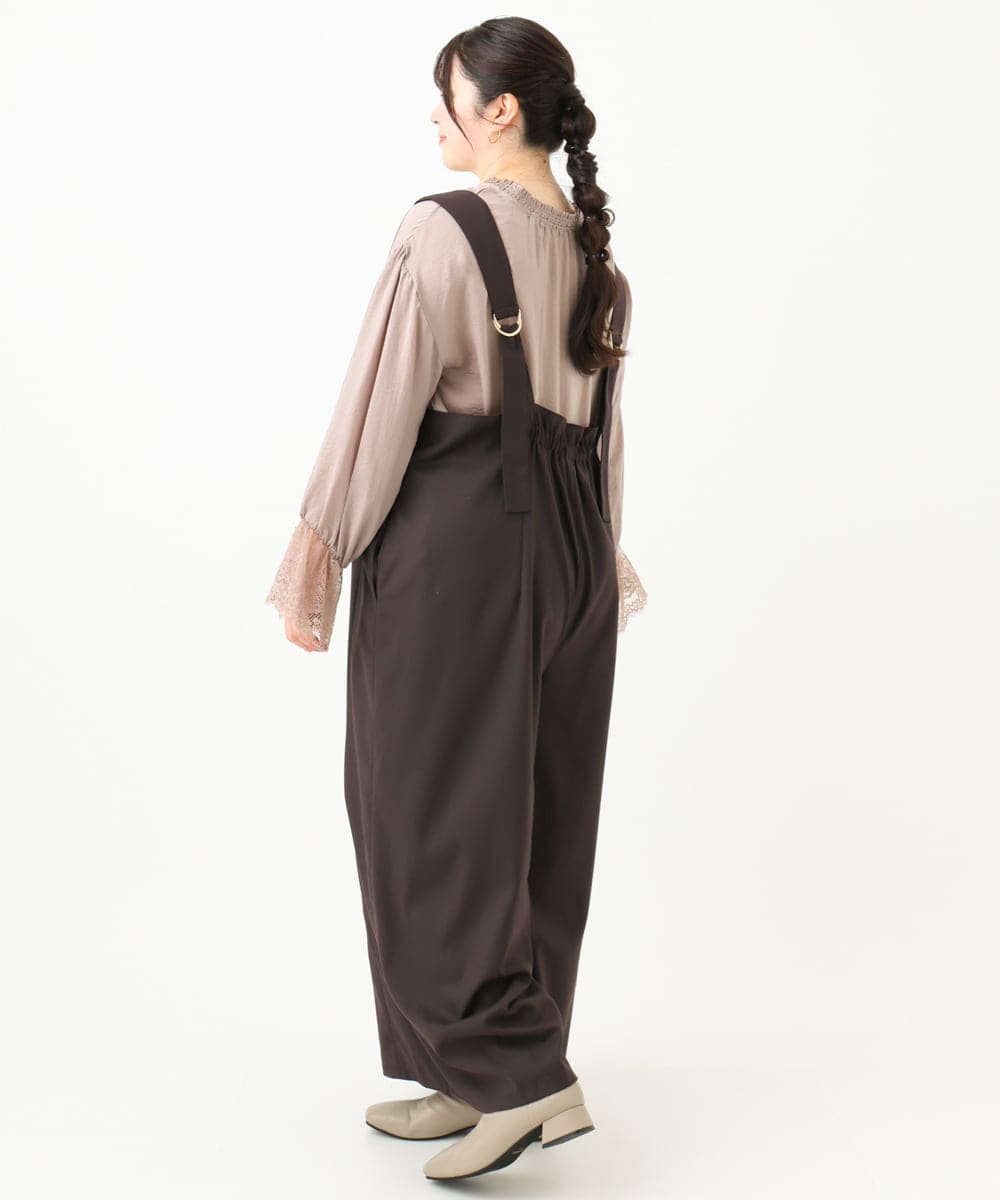 OLELV22139 eur3(エウルキューブ) 【雑誌掲載】【大きいサイズ】Vネックサロペット ダークブラウン(87)
