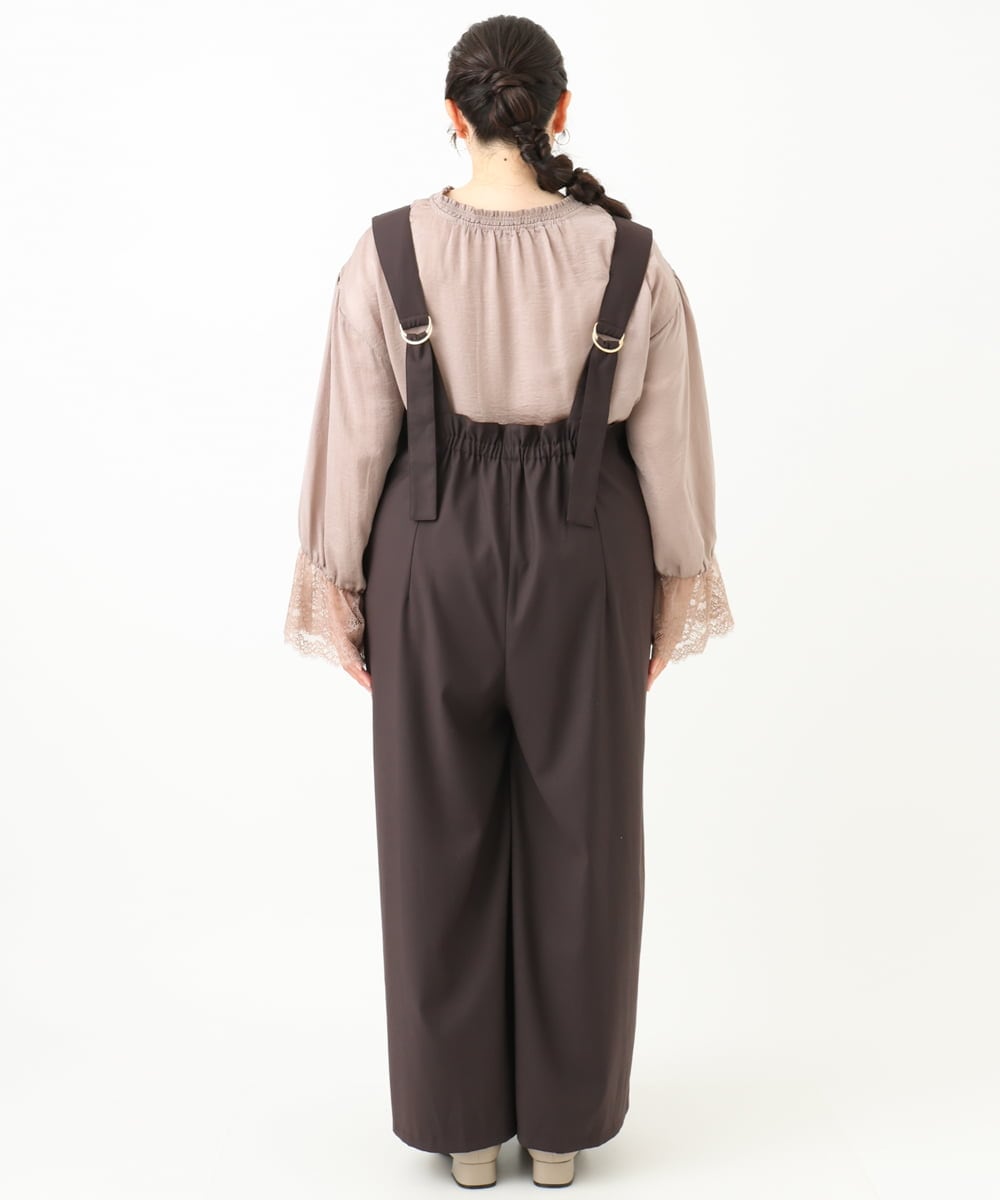 OLELV22139 eur3(エウルキューブ) 【雑誌掲載】【大きいサイズ】Vネックサロペット ダークブラウン(87)
