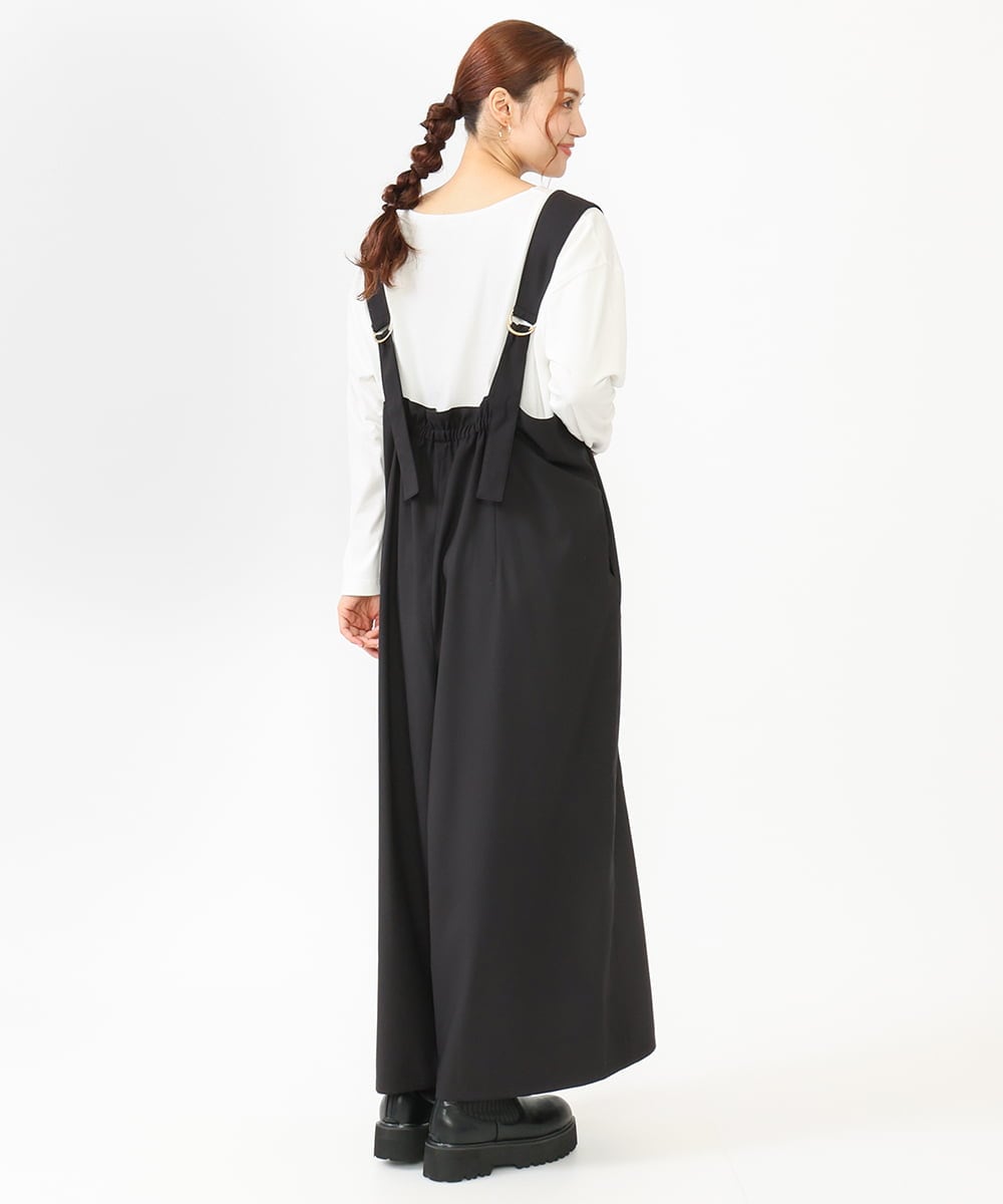OLELV22139 eur3(エウルキューブ) 【雑誌掲載】【大きいサイズ】Vネックサロペット ブラック(94)
