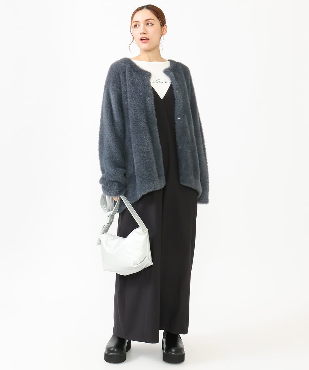 OLELV22139 eur3(エウルキューブ) 【雑誌掲載】【大きいサイズ】Vネックサロペット ブラック(94)