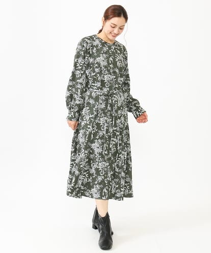 OLELV23139 eur3 【雑誌掲載】【大きいサイズ】ボタニカルフラワープリントワンピース